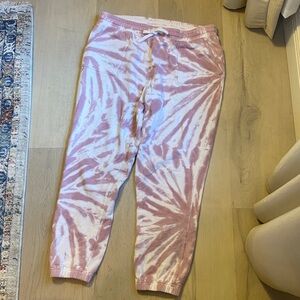 Lucky Brand Chill At Home Tie-Dye Cotton Joggers in Lavender and White - Size L